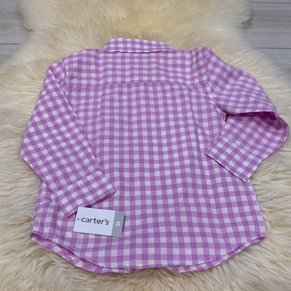Carter’s 3T Purple/White Check Print Button Shirt - Picture 5 of 5
